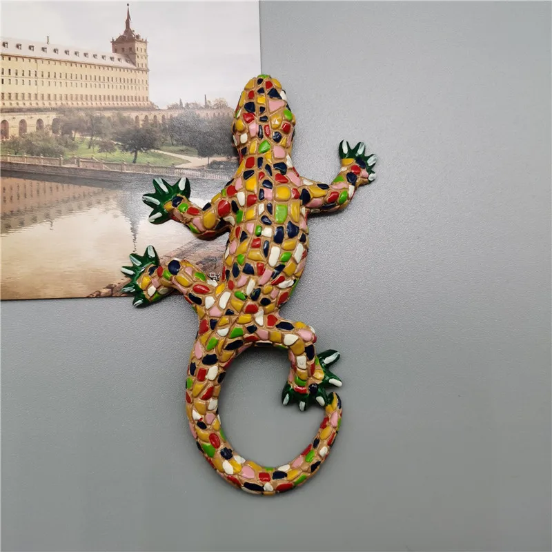 Magnete Frigorifero 3D Lanzarote Con Geco - Souvenir Spagna Fatto A Mano In Resina, Regalo Turistico Unico
