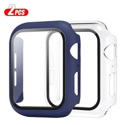 Premium Tempered Glass Screen Protector with Case for Apple Watch - 2-Pack (Midnight  Transparen)