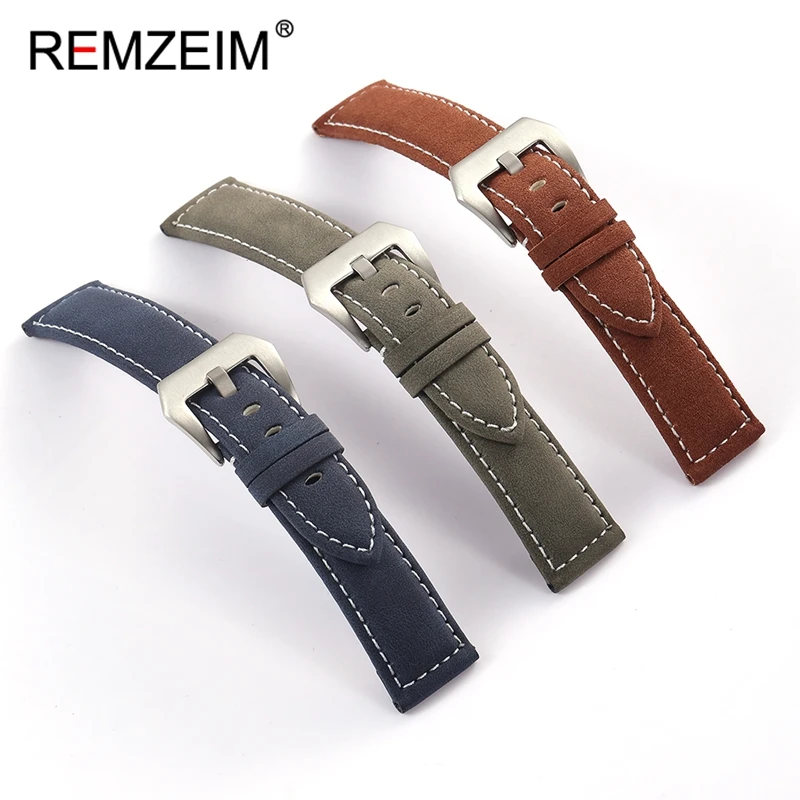 Unisex Retro Matte Leather Wristwatch Band - Black, Yellow, Brown, Green