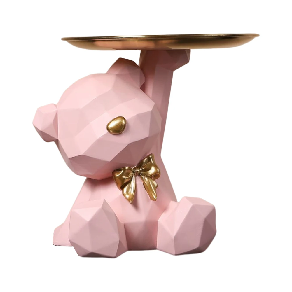 Cute Geometric Bear Tray Decor, Stylish Storage Display Organizer - Image 2