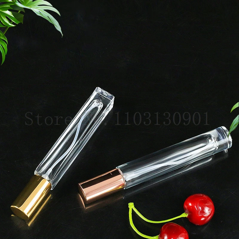 긴 사각형 및 원형 유리 향수 스프레이 병, 전기 화학 알루미늄 깍지, 10ml