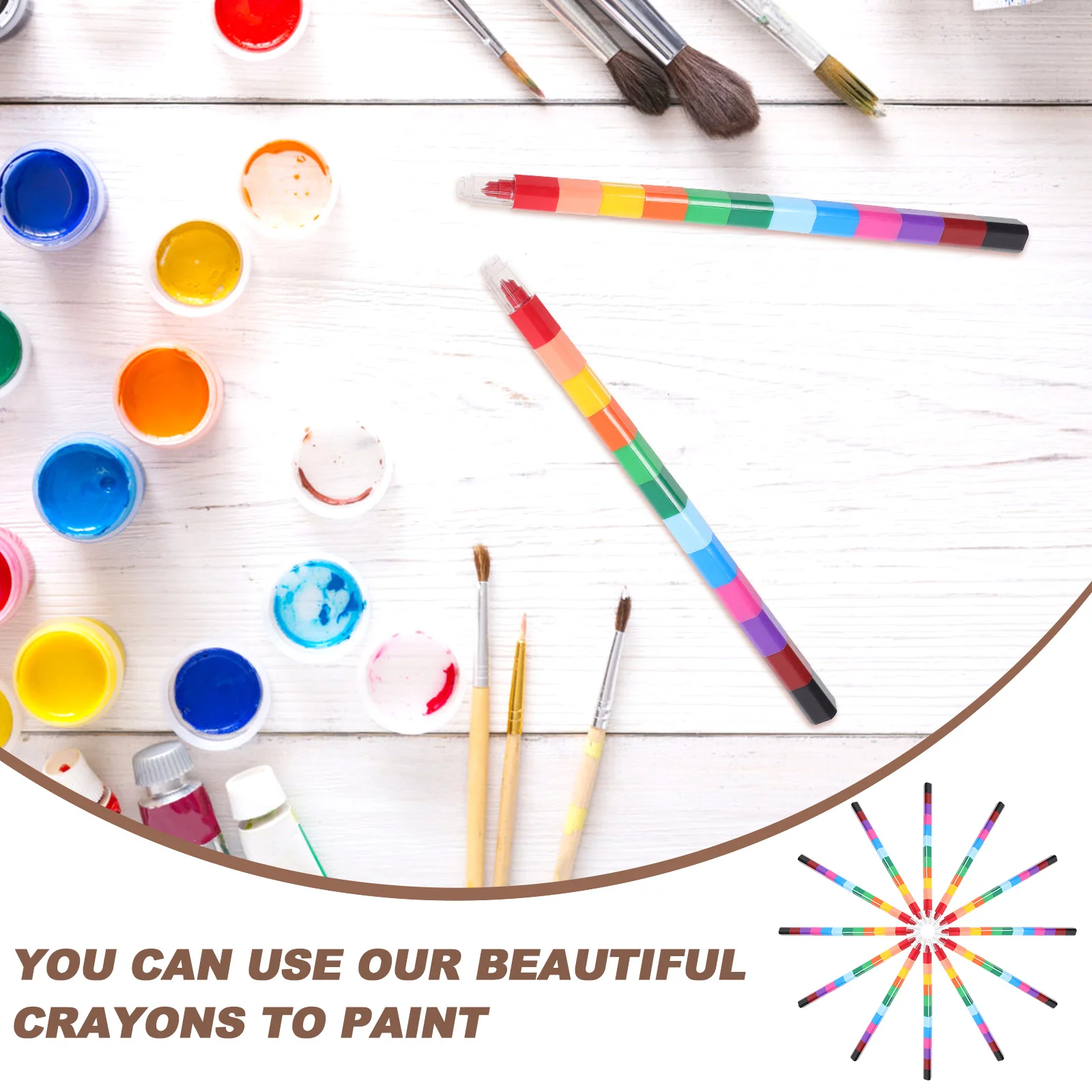 24 Pcs Crayons Block Kids Crayons Child Colour Pen Creative 12 Colors Wax Pencils Stackable Coloring