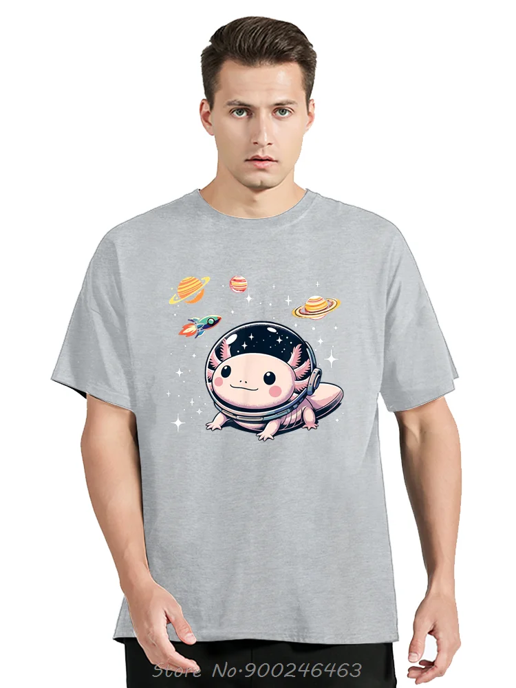 Axolotl Kawaii Nette Axolotls Astronaut Planeten Raum T-Shirt Nette Grafik Frauen Kleidung T-shirt Tops Oansatz Baumwolle T Shirt Tees – Detail 5