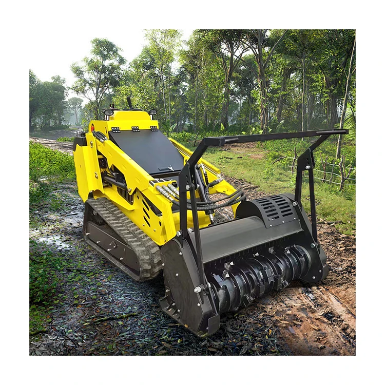 

On Sale Tracked Hydraulic Skid Loader 25HP With Mulcher Attachments Compact Skid Steer Loader Mini Skid Steer