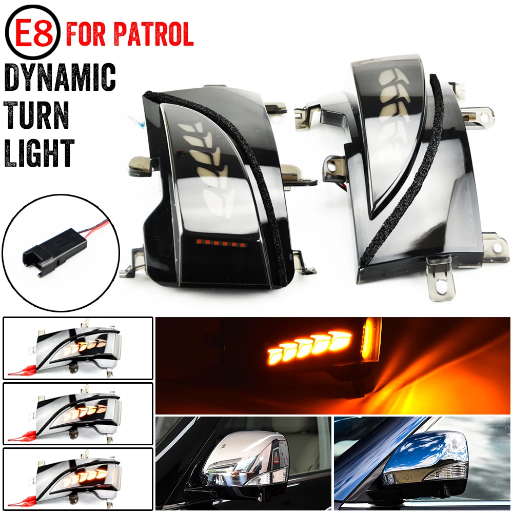 

2X For Nissan Patrol Y62 Armada Quest RE52 For Infiniti QX56 QX80 LED Dynamic Turn Signal Light Side Mirror Indicator Blinker