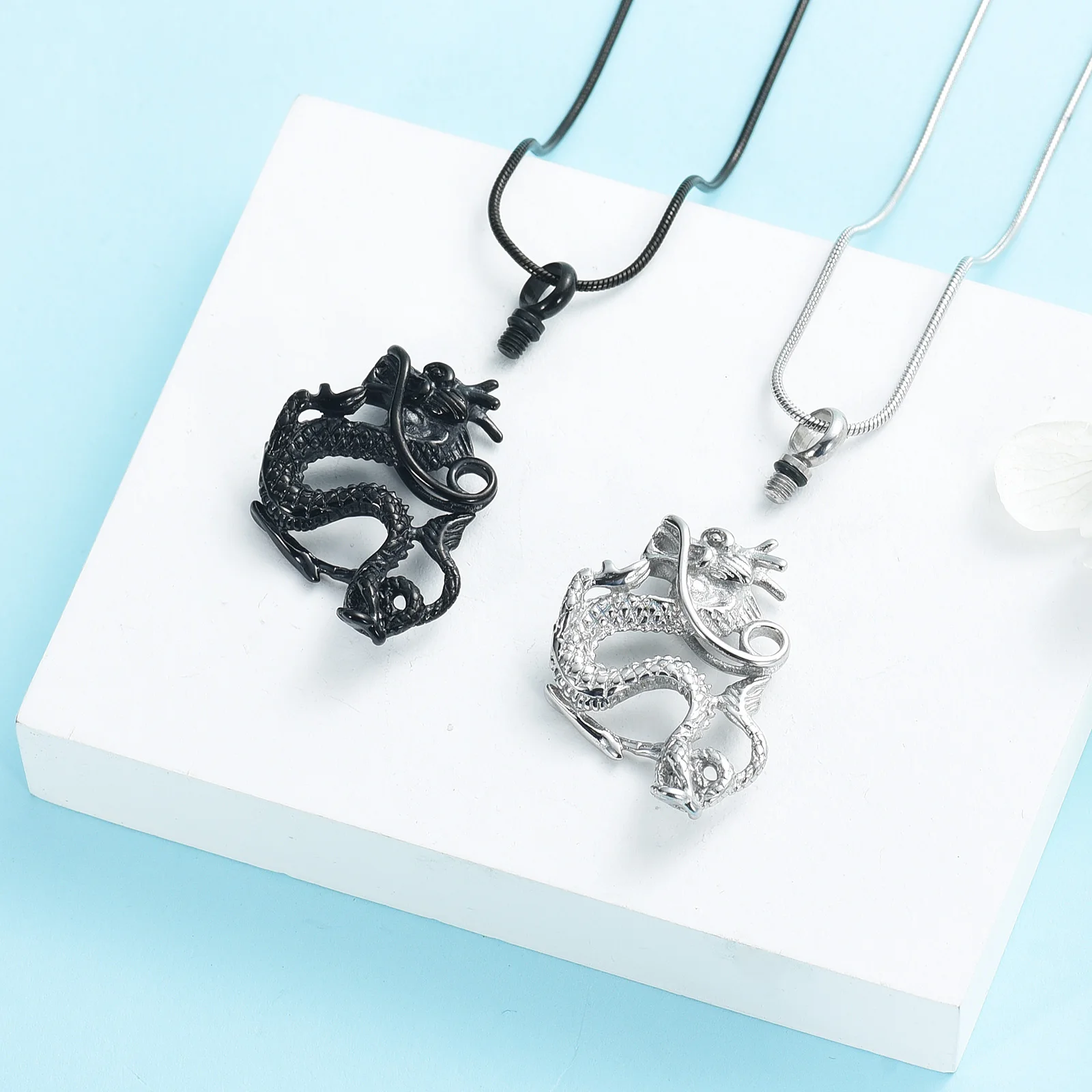 Dragon Shape Cremation Necklace Ashes Urn Jewelry Stainless Steel Man Keepsake Customized For Ashes Memorial Free Shipping