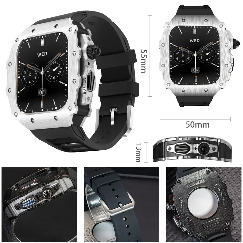 Deluxe Silicone Strap and Stainless Steel Watch Case Kit