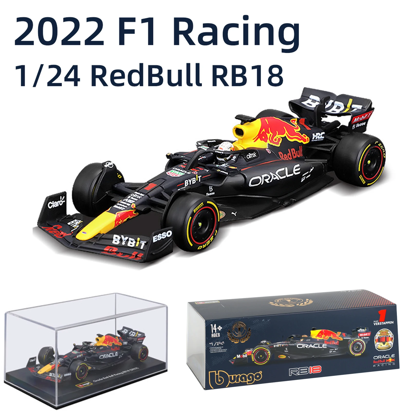 

Bburago 1:24 Oracle RB18 Raing Winner Abu Dhabi Grand Prix 2022 Max Verstappen Formula Car Static Diecast Alloy Model