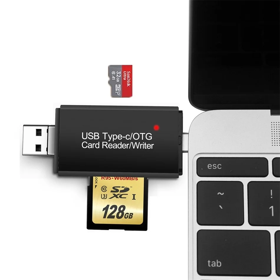 3-in-1 USB 2.0 카드 리더 OTG 메모리 카드 리더 타입 C 카드 리더 (마이크로 SD, TF, SD 카드용) PC, 노트북, 스마트폰, 태블릿용