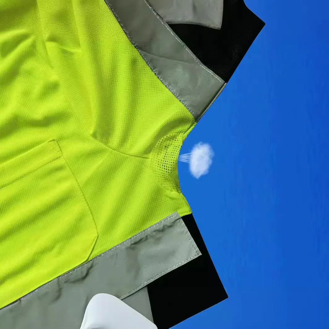 Two Tone Long Sleeve Safety Polo Shirt Orange High Visibility Reflective Shirt Pockets Hi vis work shirt
