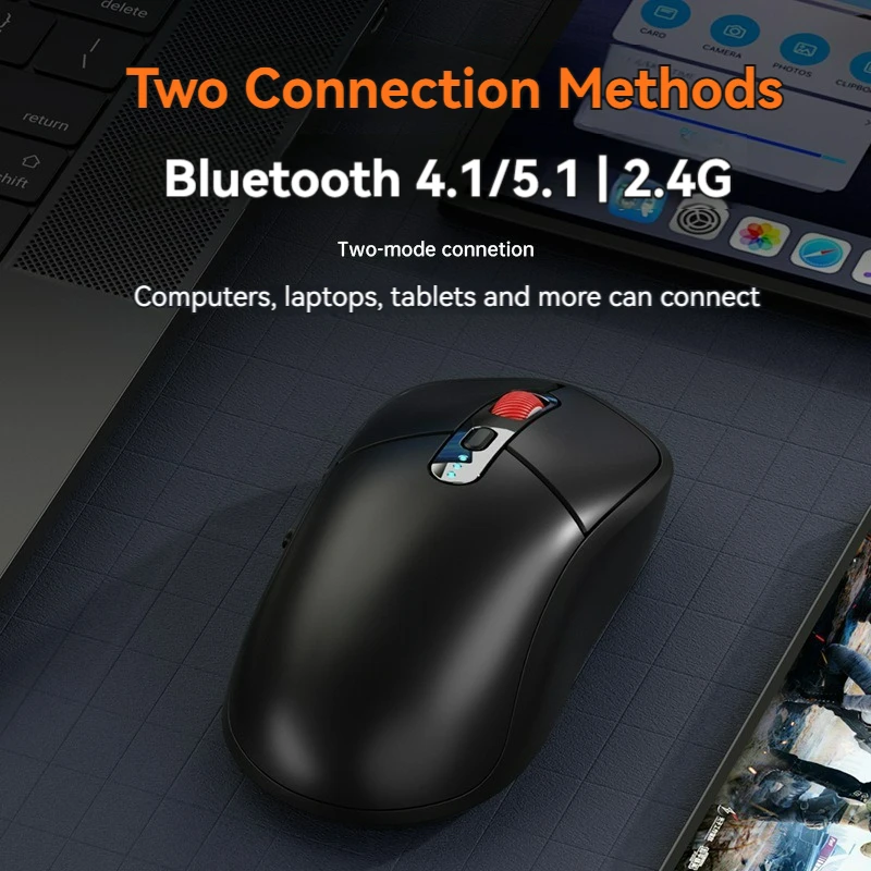 Wireless Mouse Bluetooth + 2.4G Dual-mode Rechargeable Office Gaming Mouse Adjustable sensitivity For Laptops  Desktop Computers