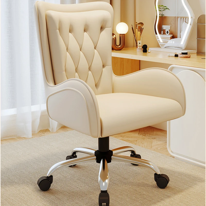 

White Ergonomic Chair Leather Bedroom Vanity Work Lazy Chair Comfortable Office Cadeira Ergonomica Livingroom Furniture Sets