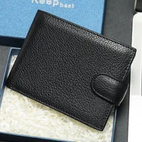 Top Grain Cowhide Wallet Bifold Horizontal Square Purse Genuine Leather Handbag