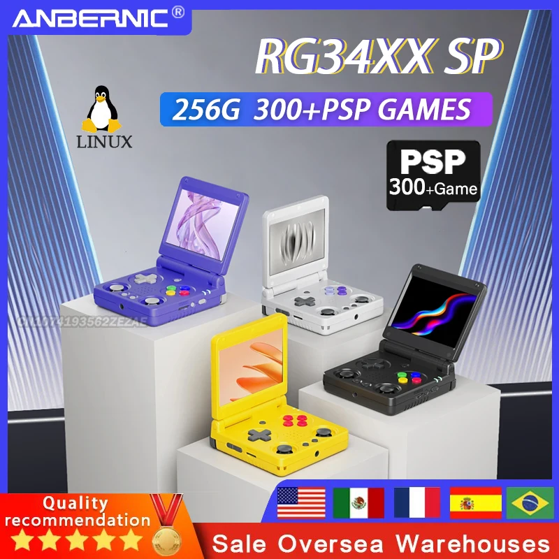 Consola Retro Portátil RG34XX SP – 11000 Juegos Precargados En Tarjeta De 256GB, Pantalla IPS De 3.4 Pulgadas, Linux Y Doble Joystick, Ideal Para Emuladores