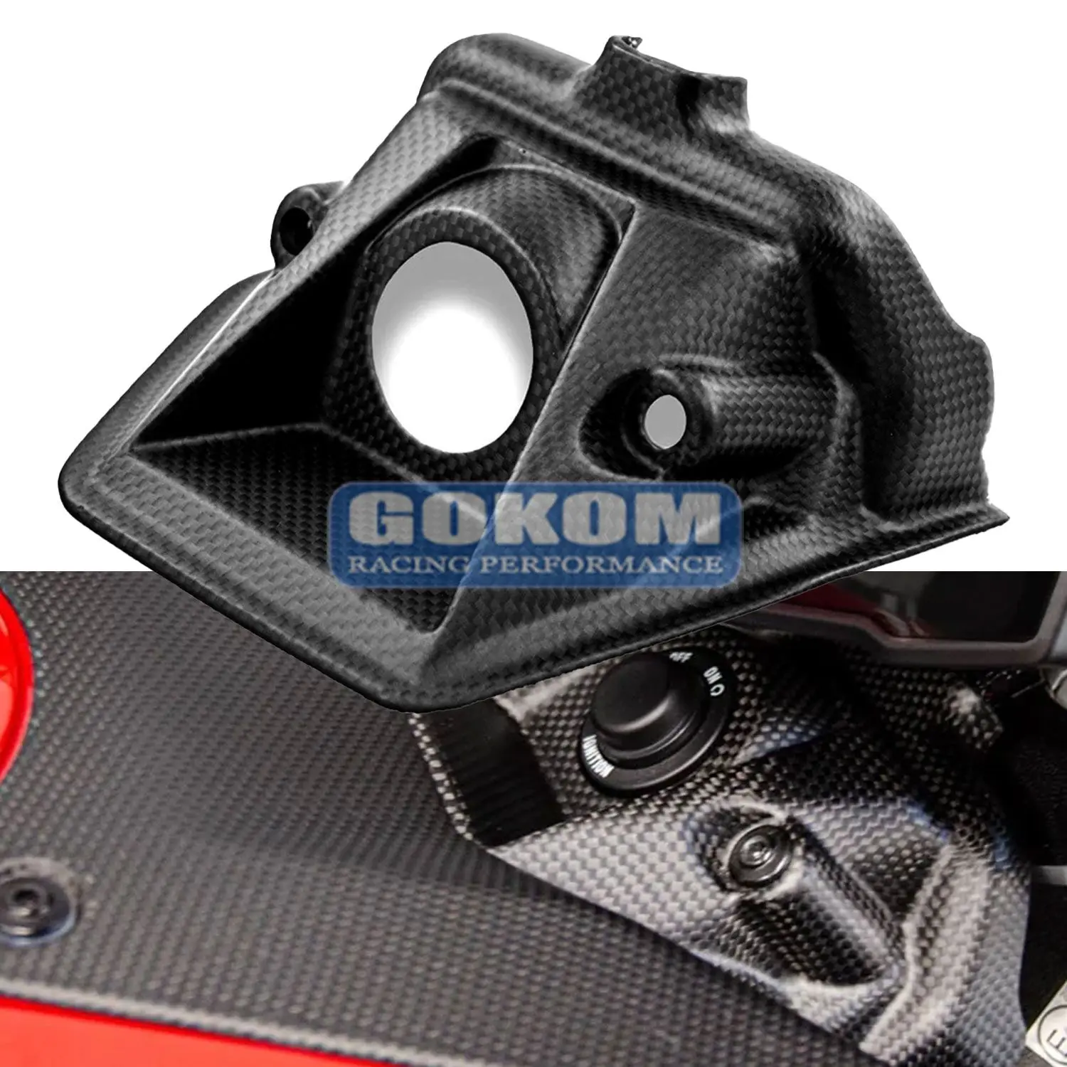 

Запчасти для гоночных мотоциклов Gokom из углеродного волокна для Ducati 420el V4 (2023 +), карбоновая крышка переключателя зажигания