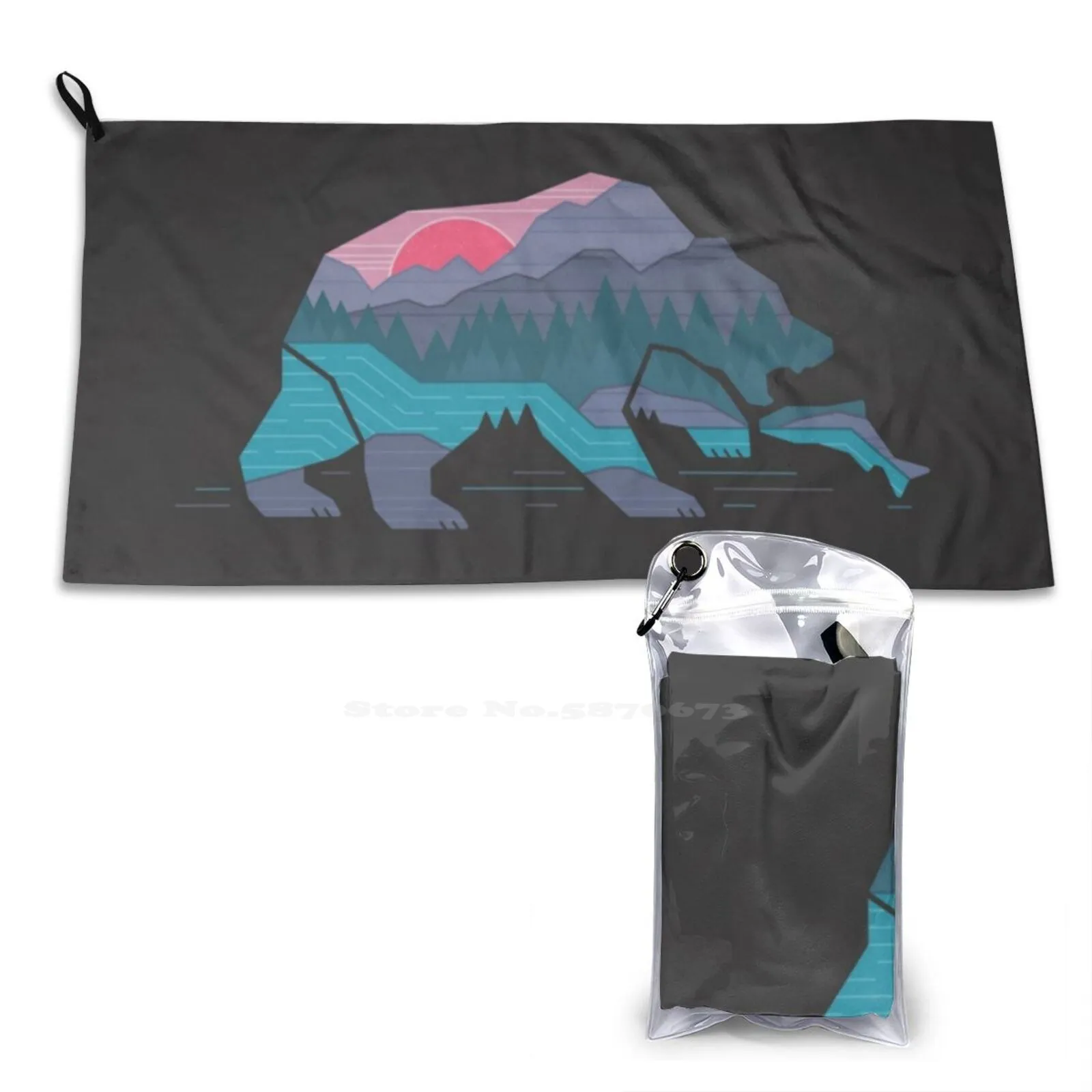 Bear Country Asciugamano Morbido Personalizzato Per La Casa All'Aperto La Gru Di Carta Rick Crane Thempercrane Red Sun In The Wild Alaska Grizzly