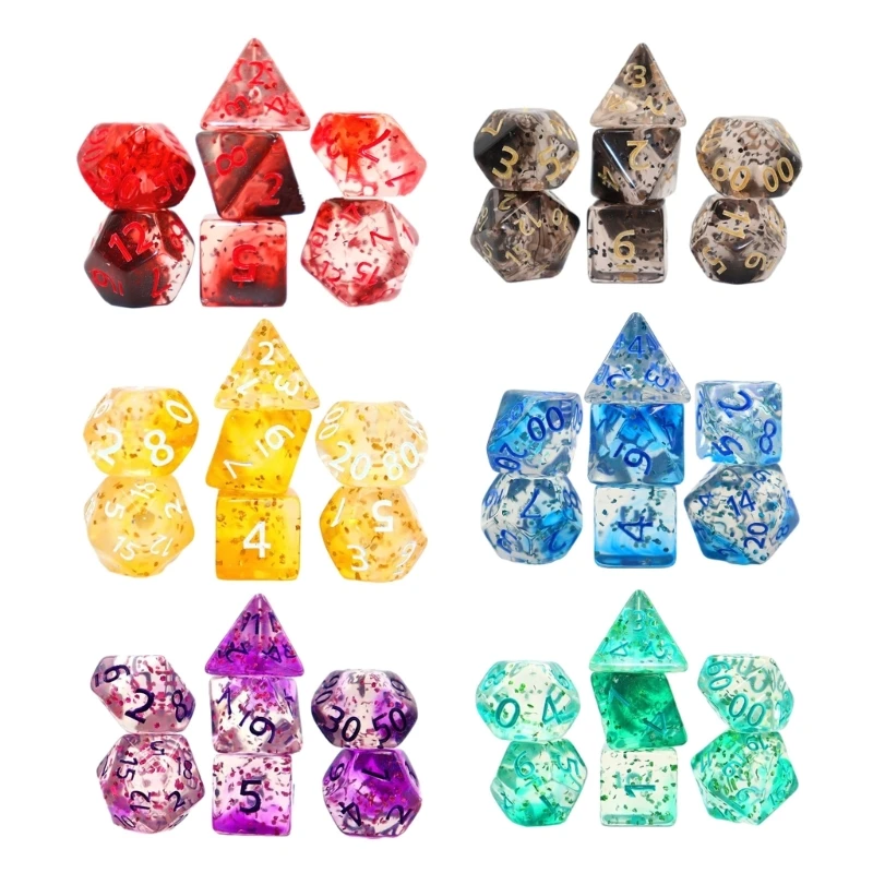 7 Pcs Polyhedral Dices Acrylic Multi-Sided Game Dices Easy to Use Dropship 6mm useful deluxe auto acrylic foam double sided attachment tape easy liner