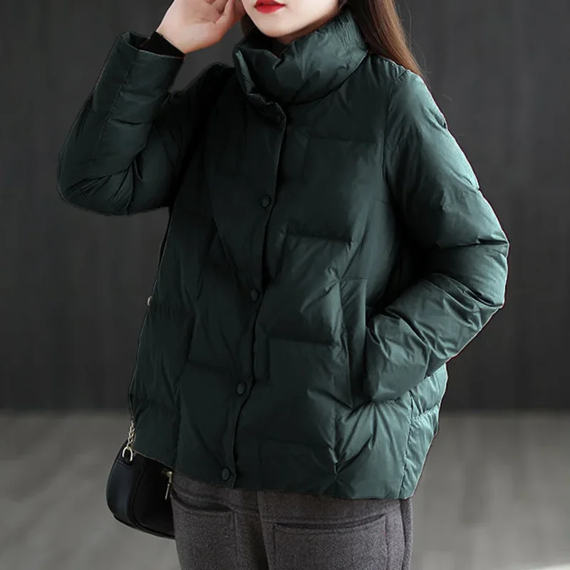 2024 New Stand-Collar Cotton Jacket Women Parkas Winter Loose All-Match Thick Warm Parka Padded Short Snow Coat Female Outerwear