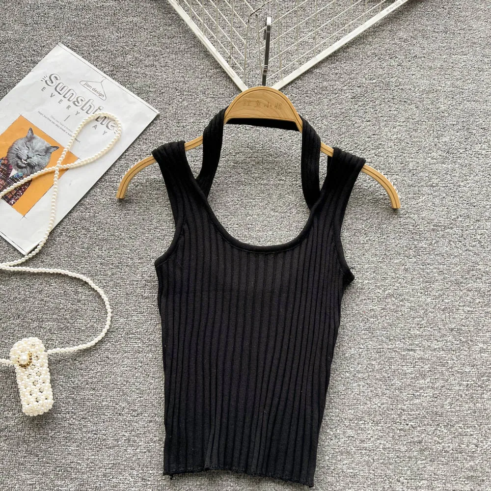 pink camisole SINGREINY 2022 Women Knit Sexy Strap Tops Streetwear Ladies Korea Elastic Waist Sexy Tank Tops Summer Halter Beach Club Camisole spanx camisole