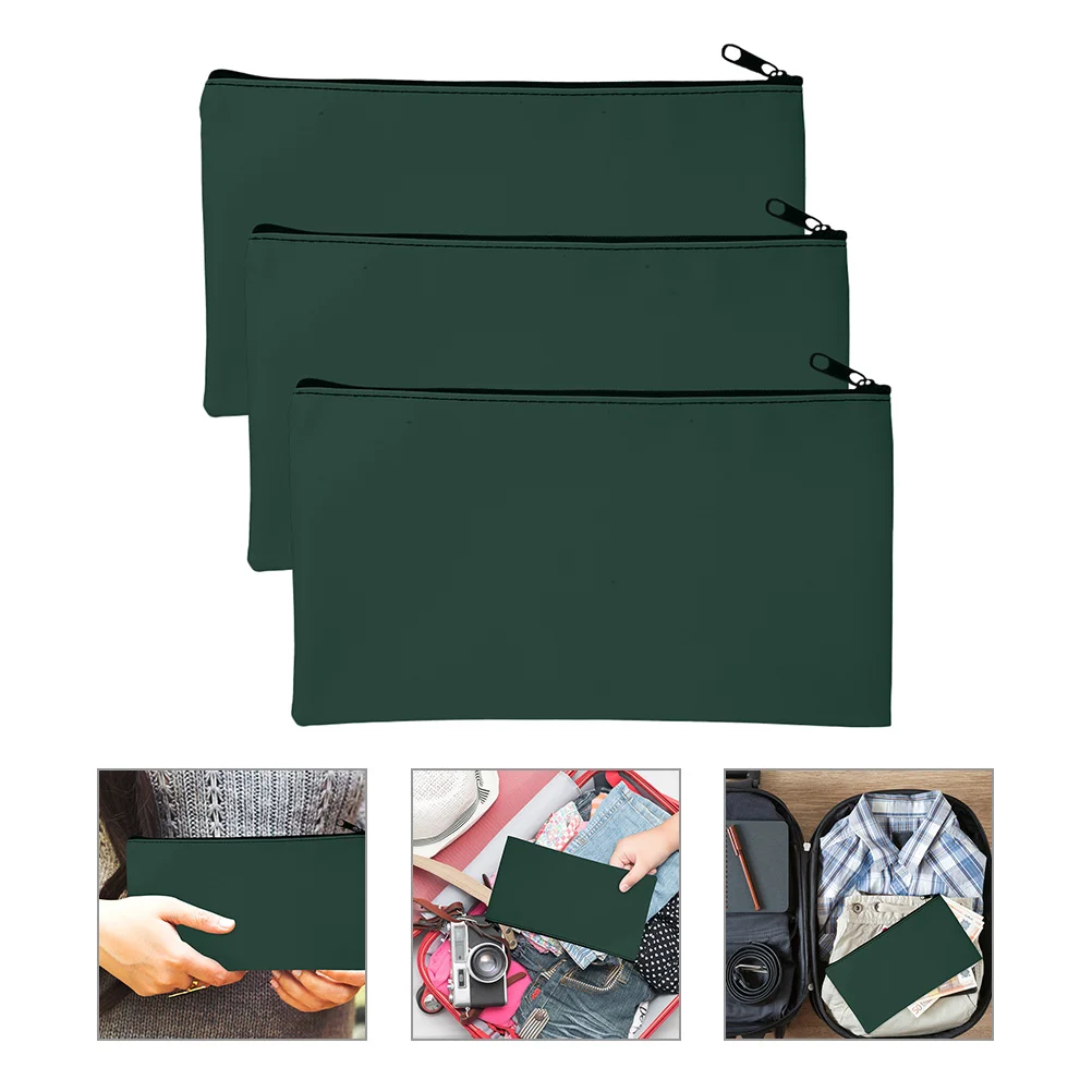

3Pcs Deposit Money Coins Bags Receipt Pouches Portable Cash Bags Bank Deposit Money Bags with Zipper
