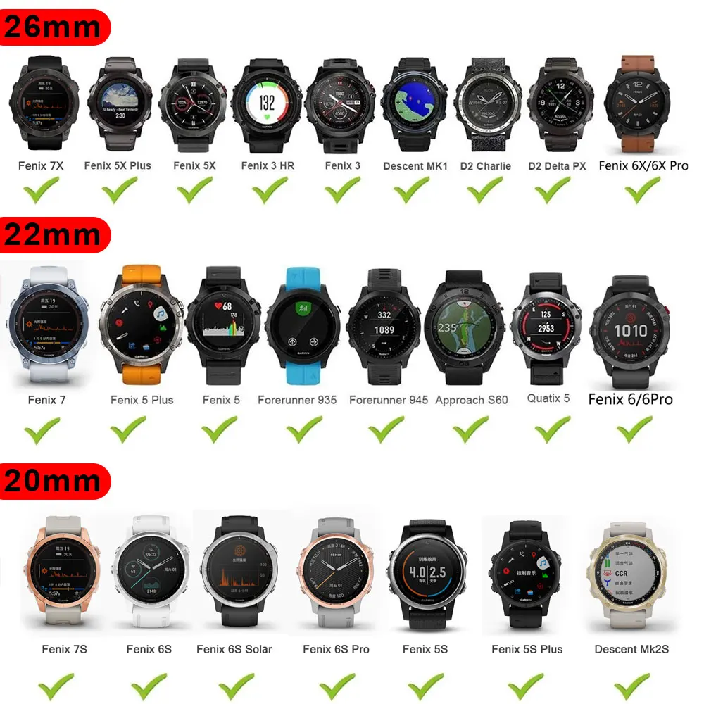 Silicone Quick Release Smart Watch Band - 22mm/26mm