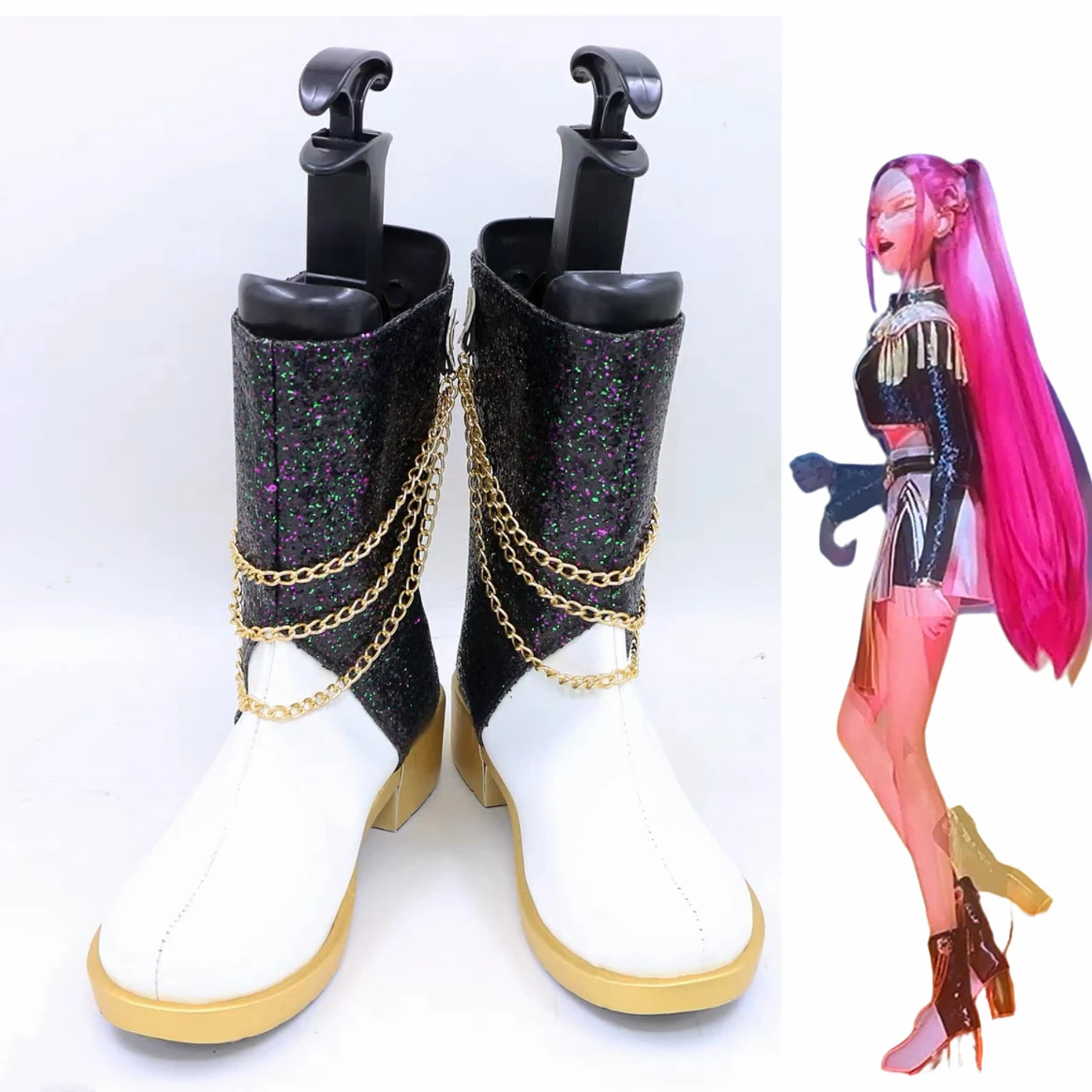 Ubaywey Rumi Chaussures de cosplay Idol Costume Bottes Zoey Mira Hunters Tenue Halloween Accessoires Femme, Noir , 40 EU