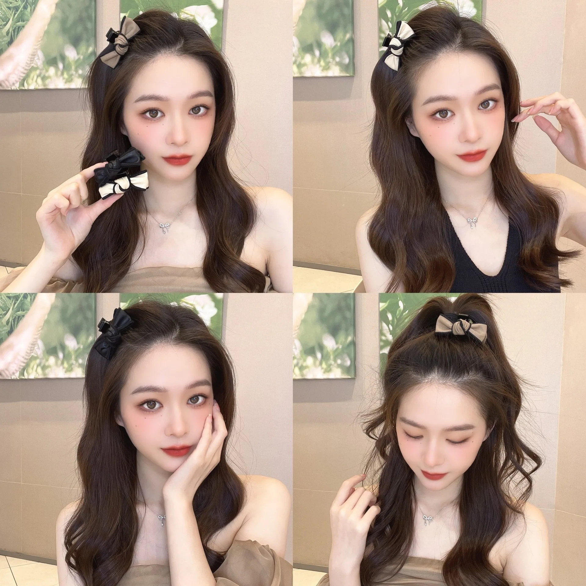 

Bow Hairpin Women Temperament Wild Retro Autumn And Winter Girl New Pu Leather Bangs Clip Hair Accessories Minimalist Style
