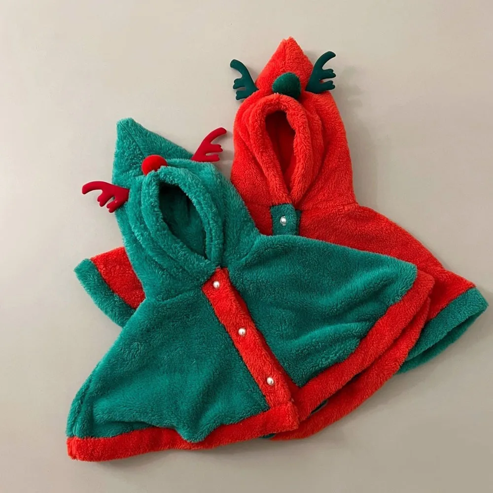 

Red/green Cute Christmas Elk Plush Baby Jacket Autumn Winter Warm Hooded Infant Girls Coat Princess Cloak Baby Girl Clothes 1-3T