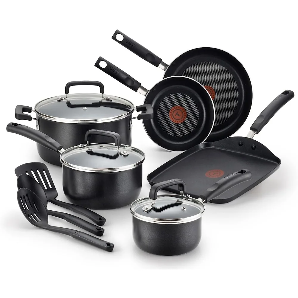 T-fal Kitchen Solutions 21-Piece Nonstick Cookware Set, Black 