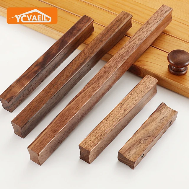 Manija de madera Natural para muebles, tiradores de puerta de armario de  cocina, tiradores de cajón, herrajes de madera de haya - AliExpress