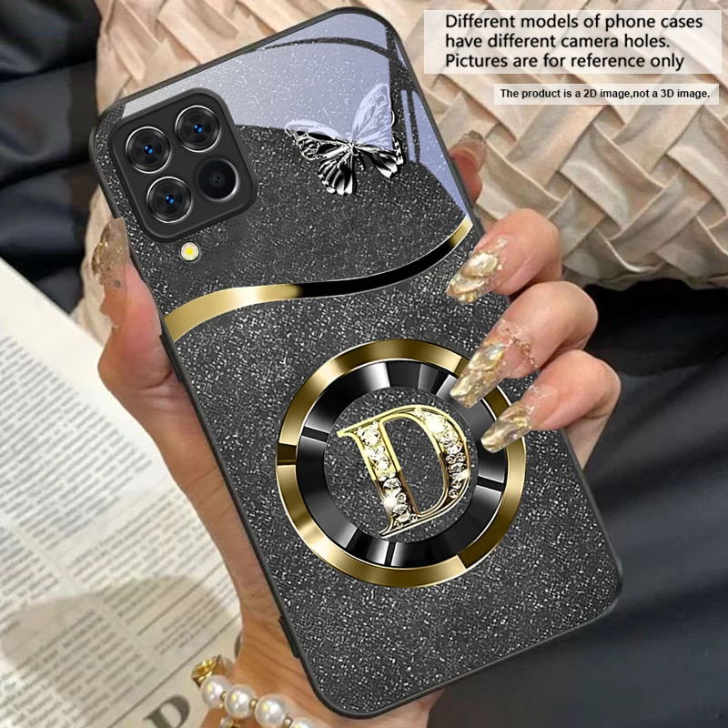 Gold Letter A Badge Glass Phone Case