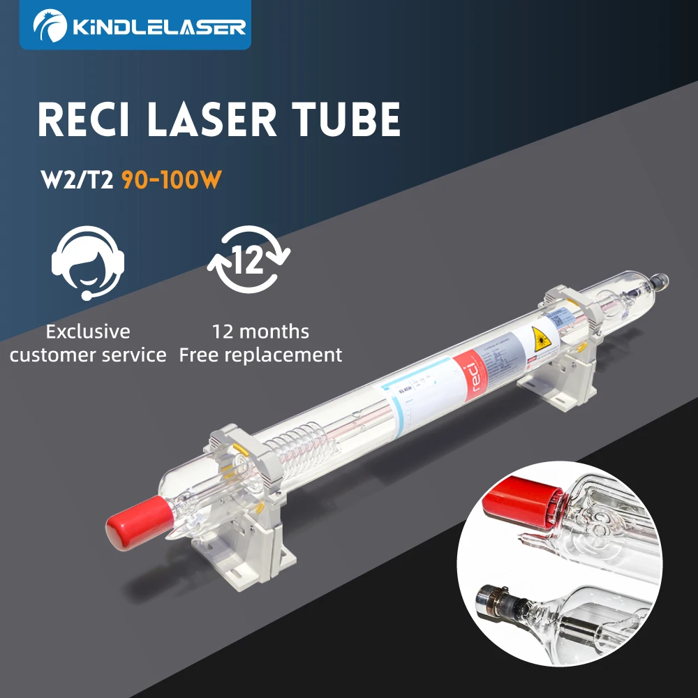 Tubo de Laser CO2 Original Fonland Reci W2 T2 de 90W-100W, Diâmetro Tubo de Laser CO2 Original Fonland Reci W2 T2 de 90W-100W, Diâmetro