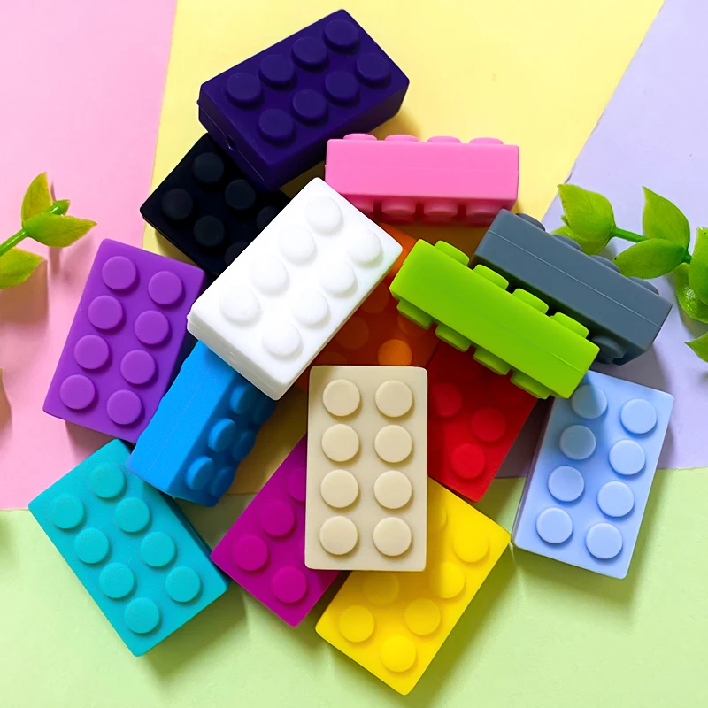 10pcs Baby Silicone New Lego Building Blocks Beads Baby Oral care Food-Grade Pendants DIY Accessories Toys