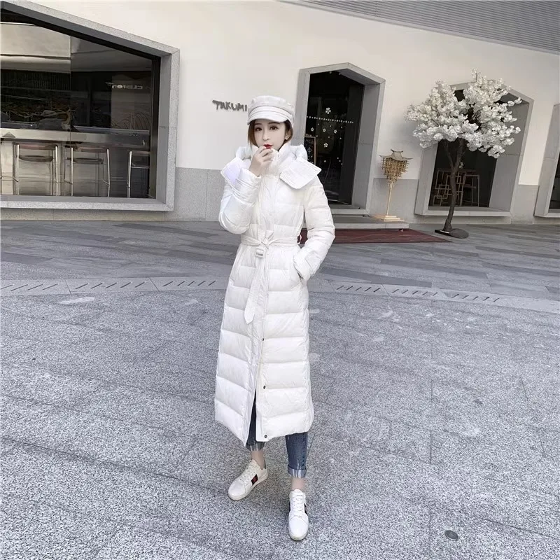 2023 New Women Down Jacket Winter Coat Female Extended Version Parkas Thick Warm Outwear Slim Fit Hooded Leisure Time Overcoat