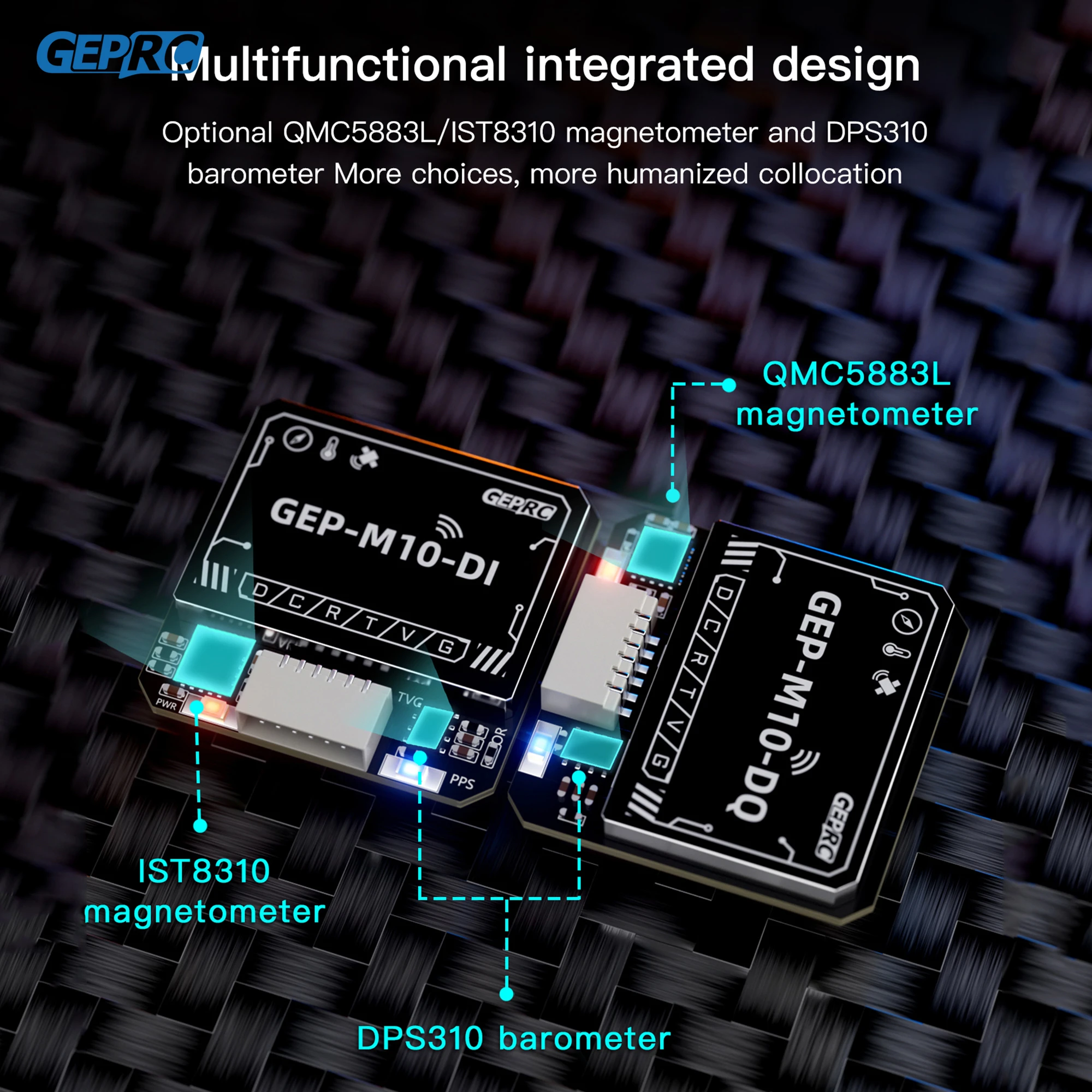 GEPRC GEP-M10 Series GPS Module Built-in Flash Chip QMC5883L MagnetomePS310 Barometer Accurate and Faerad Capacitor for FPV Dron thumbnail 3