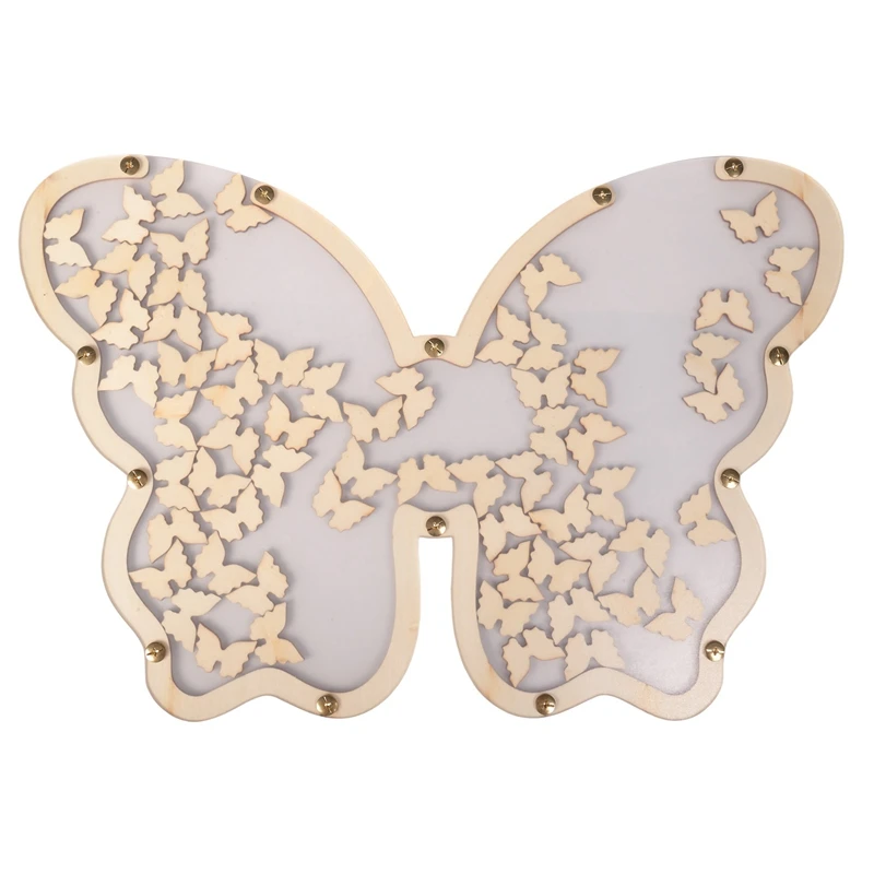 1 PCS DIY White Wedding Guest Book With Small Butterflys Rustic Guest Book Alternative Wedding Signs