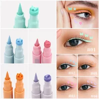 Colorful Double Head 2 in1 Waterproof Liquid Eyeliner Moon Star Shapes Tattoo Stamp Quick To Dry Eye Liner Pencil Makeup Tool 2