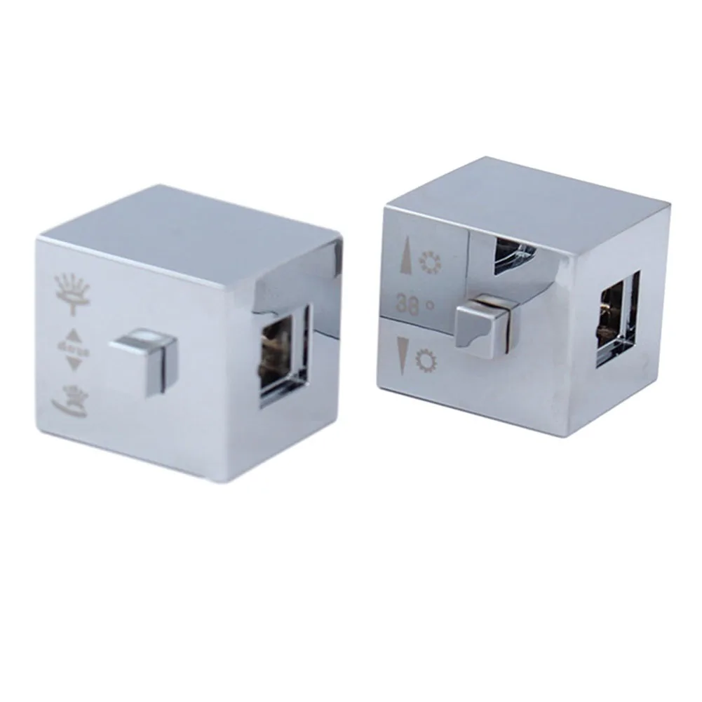 1 Pair Shower Temperature Control Handle Knob Square Silver ABS Plastic Chrome Thermostatic Handle Bathroom Taps Accessories 2