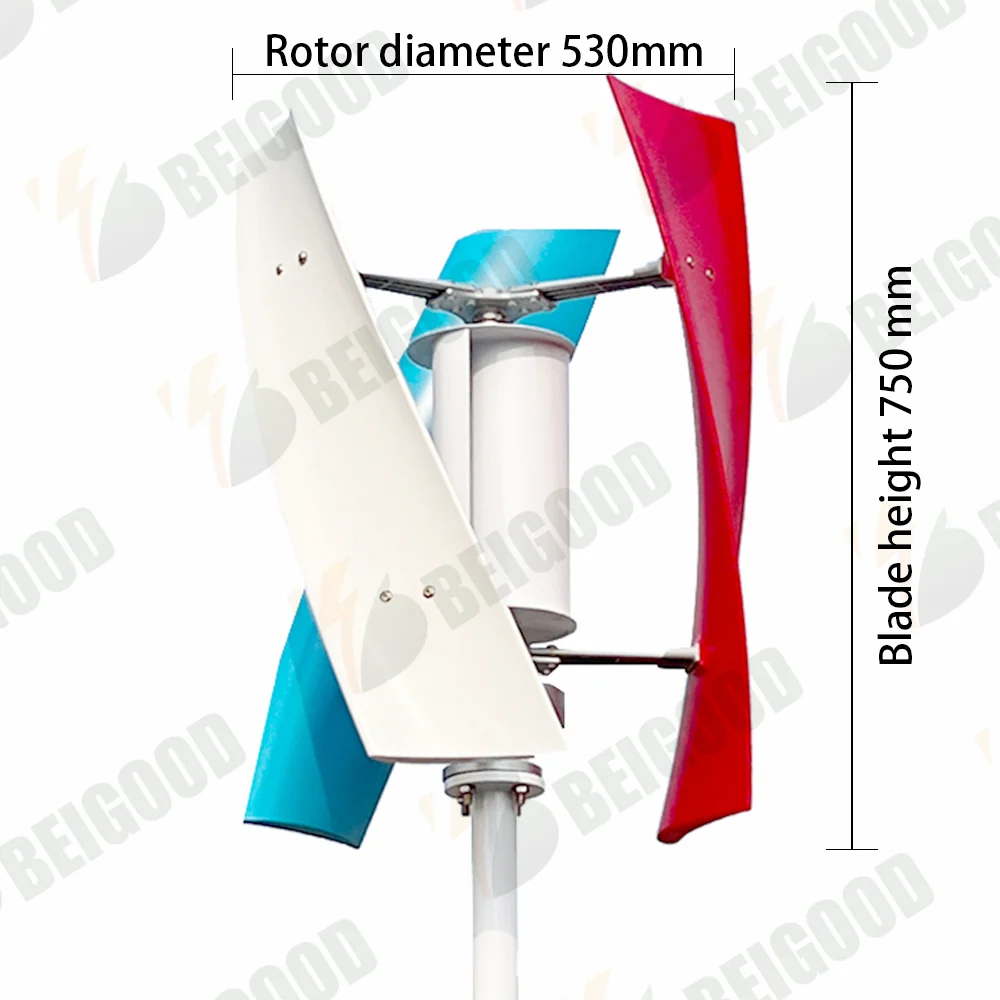 Description Picture 3 of item8000W 5000W 8KW Wind Turbine Vertical Axis Permanent Maglev Generator Electric Power12v 24v 3 Blades With Mppt Charge Controller