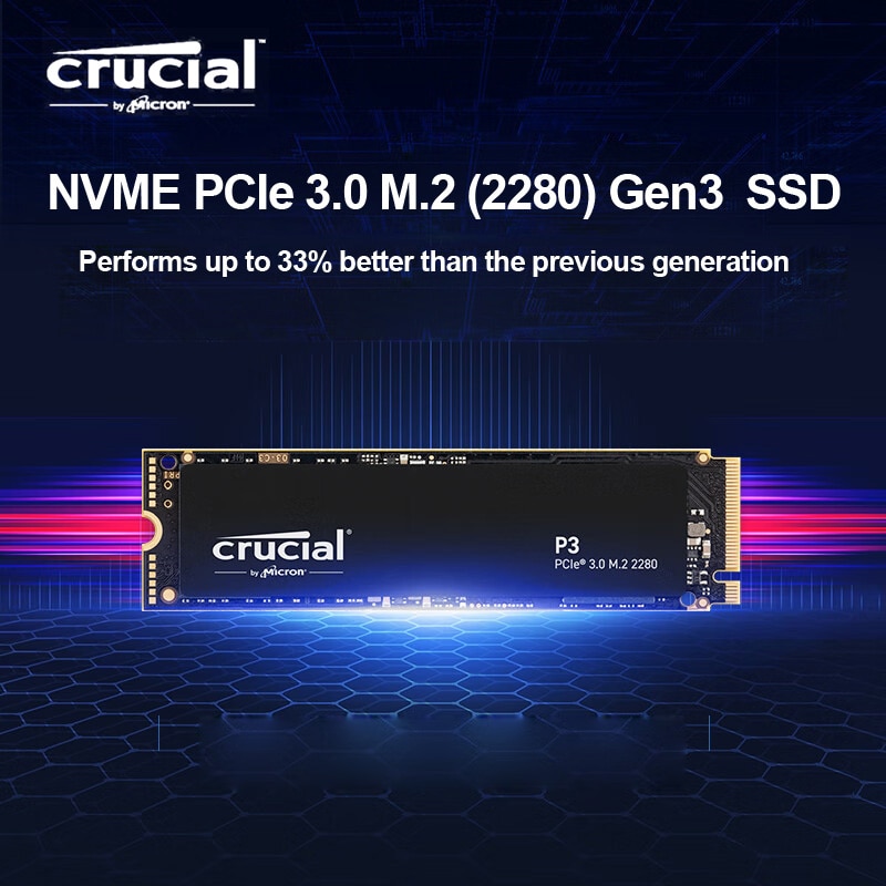 Crucial P3 500GB 1TB 2TB PCIe Gen3 3D NAND NVMe SSD, up to 3500MB/s&P3 PLUS 500GB 1TB PCIe4.0x4 NVME M.2 2280 SSD,up to 5000MB/s
