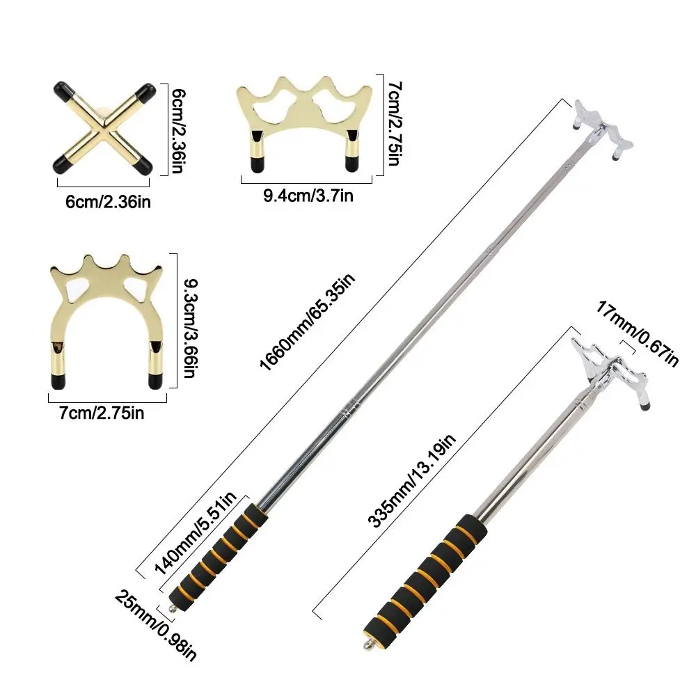 Stainless Steel Telescopic Billiards Pool Cue Anti-Slip Expandable Pool Table Cue Stick Bridge Removable Bridge Head Golden
