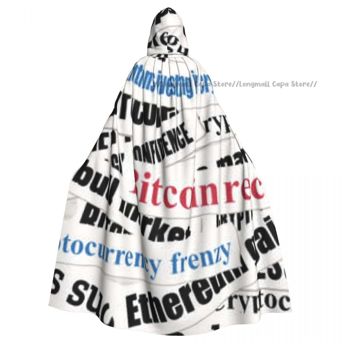 

Bitcoin And Crypto Pattern Hooded Cloak Coat Halloween Cosplay Costume Vampire Devil Wizard Cape Gown Party