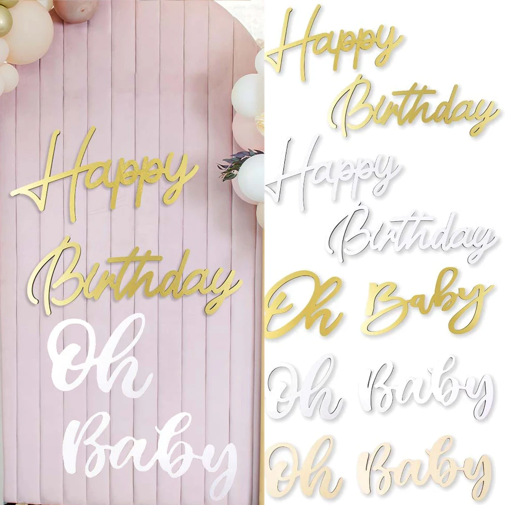Oh Baby Holz Buchstaben Zeichen Happy 1st Birthday Party Dekoration Holz Wandaufkleber Junge Mädchen Baby Dusche Wand Hintergrund Dekor