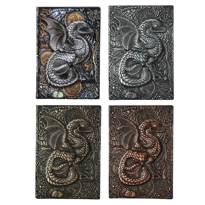 

Unique 3D Flying Dragon Journal Embossed Writing Notebook Handmade Leather Cover A5 Notebooks Gift for Men