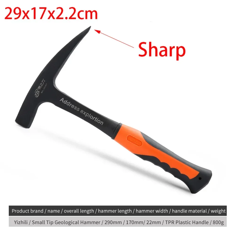 Martillo de exploración geológica, exploración de minería, herramientas multifuncionales puntiagudas, herramientas profesionales de minería al aire libre