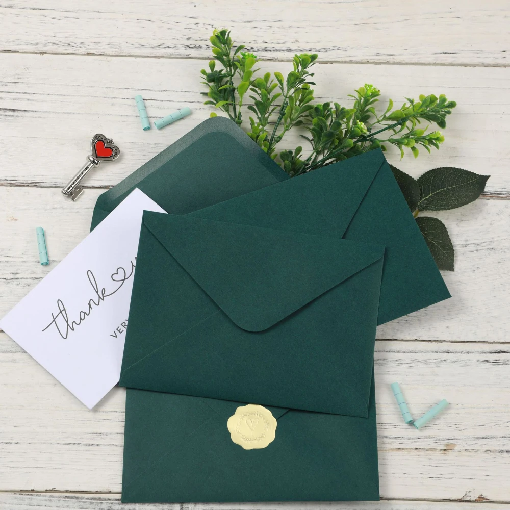 Envelope Gold Embossed Heart Sticker Wedding Invitation Set for Party Invitations Cards Postcards Gift 25pcs