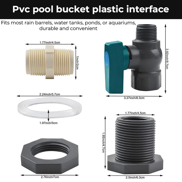 Esőhordó -Diverter És Alkatrészek Készlet Pvc Vízhordó -Csap 1 3/4 Szerelvény Gömbszelep Kerti Csaptelep 10 L/20 L/50 L/100 Liter - Image 4