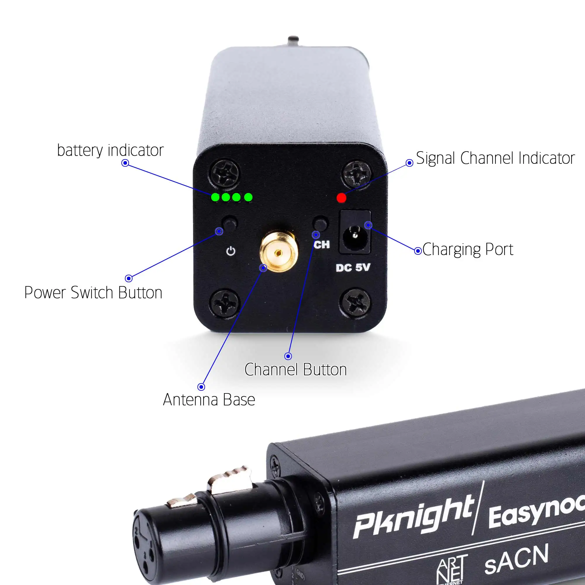 Pknight 2.4G Wireless WiFi DMX Easynode Plus 3 Pin Mini DMX