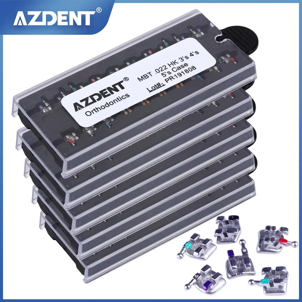 AZDENT 100 ชิ้น = 5 กล่องทันตกรรมจัดฟัน Mini Roth/MBT 022 345 ตะขอ MIM โลหะสําหรับ Ortho ฟันทันตแพทย์วัสดุ 1