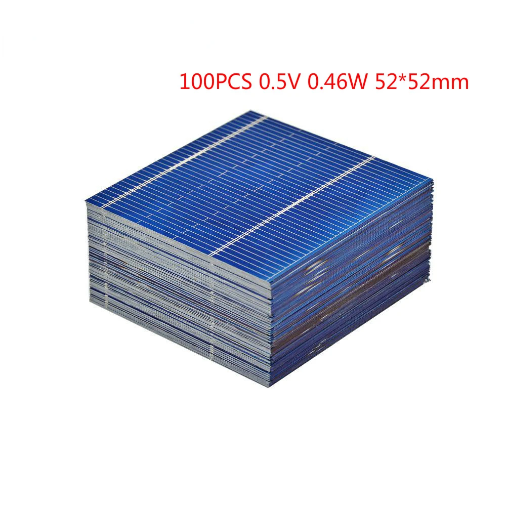 

100PCS 0.5V 0.46W Solar Panel 52*52mm Solar System DIY For Battery Cell Phone Chargers Portable Solar Cell